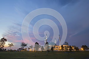 JOHOR BAHRU,Malaysia- 19 October 2017 : The Long Exposure Picture Of Sultan Iskandar mosque With The Golden Sunset As A Background