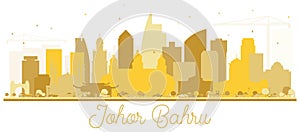 Johor Bahru Malaysia City Skyline Golden Silhouette.