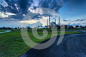 Johor Bahru, Malaysia - October 10 2017 : Mosque of Sultan Iskandar view during blue hour, Mosque Of Sultan Iskandar located at B