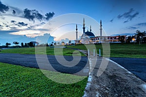 Johor Bahru, Malaysia - October 10 2017 : Mosque of Sultan Iskandar view during blue hour, Mosque Of Sultan Iskandar located at B