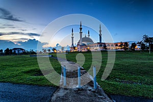 Johor Bahru, Malaysia - October 10 2017 : Mosque of Sultan Iskandar view during blue hour, Mosque Of Sultan Iskandar located at B