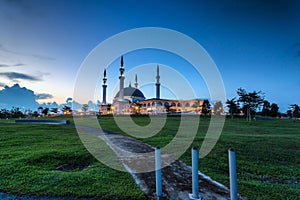 Johor Bahru, Malaysia - October 10 2017 : Mosque of Sultan Iskandar view during blue hour, Mosque Of Sultan Iskandar located at B