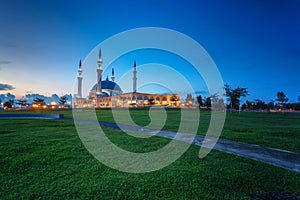 Johor Bahru, Malaysia - October 10 2017 : Mosque of Sultan Iskandar view during blue hour, Mosque Of Sultan Iskandar located at B