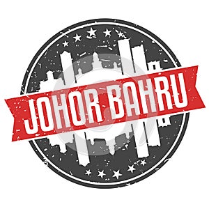 Johor Bahru Malaysia Round Travel Stamp Icon Skyline City Design Seal Badge Illustration Clipart.