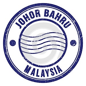 JOHOR BAHRU - MALAYSIA, words written on blue postal stamp