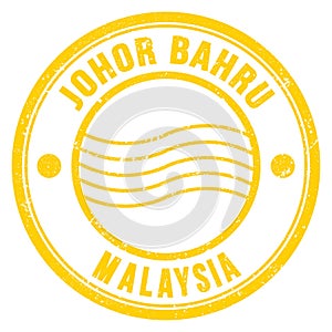 JOHOR BAHRU - MALAYSIA, words written on yellow postal stamp