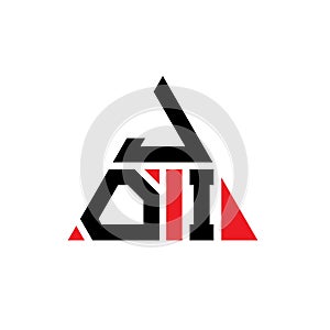 JOI triangle letter logo design with triangle shape. JOI triangle logo design monogram. JOI triangle vector logo template with red