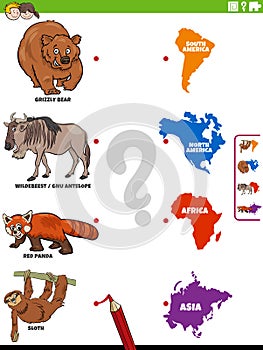 Join animals and continents educational game for kids