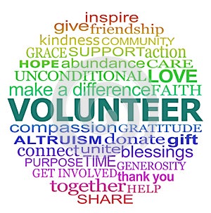 Join a the circle of volunteers word cloud theme