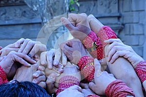 Join hands in detail, strength photo