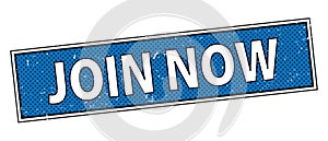 join now red square grunge stamp on white