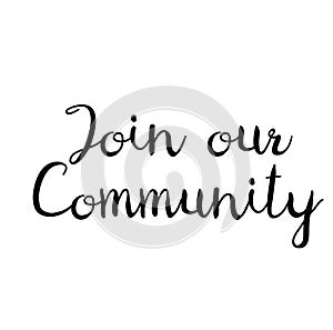 Join our community stamp on white