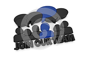 Join Our Team Concept Banner With Group Of People - Black And Blue 3D Illustration Isolated On White Background