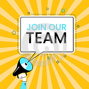 Join our team concept. WE\'RE HIRING banner. Open Recruitment Creative Ad.Looking for Talents Advertising.