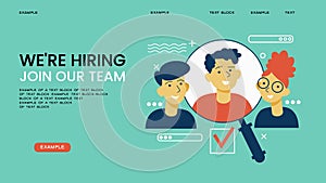 Join our team concept. WE\'RE HIRING banner. Open Recruitment Creative Ad.Looking for Talents Advertising.