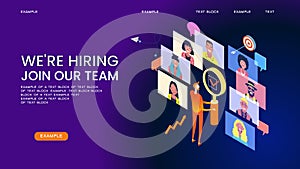 Join our team concept. WE\'RE HIRING banner. Open Recruitment Creative Ad.Looking for Talents Advertising.