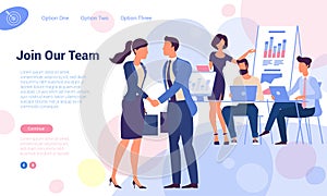 Join our team! Flat design page concept.