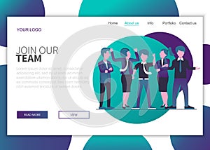 Join our team landing page concept for website. Find the right person for the job concept