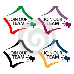 Join our team with megaphone icon. Flat vector illustration on white background.