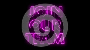 `JOIN OUR TEAM` with neon border lines title animation.