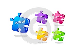 Join puzzle icon set