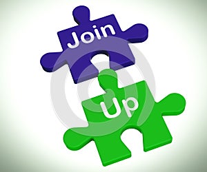 Join Up Puzzle Means Membership Or Registration