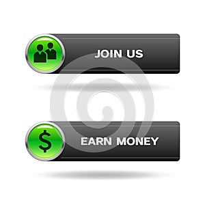 Join us and earn money buttons