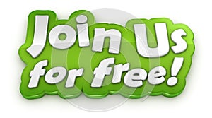 Join us for free text banner on white background