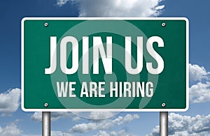 Join us we are hiring - road sign message