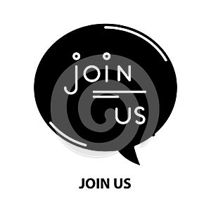 join us icon, black vector sign with editable strokes, concept illustration