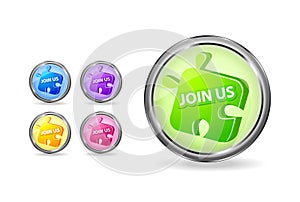 Join us puzzle round icon set