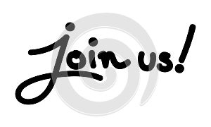 Join us text isolated on a white background