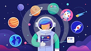 Join a virtual space mission and learn about the various roles and tasks of astronauts in this interactive app.. Vector