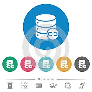 Joined database tables flat round icons