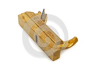 Joiner`s tool. Planer for wood treatment, white background