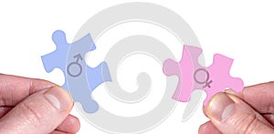 Joining Two Puzzle Pieces with Male and Female Symbols