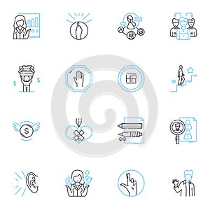 Joint operation linear icons set. Collaboration, Unified, Cohesion, Coordinated, Convergence, Integration, Synergy line