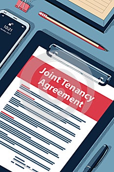 Joint Tenancy Agreement - Handsome Vector Halftone Isometric Illustration.