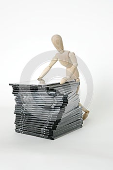 Jointed doll with cd stack