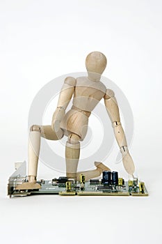 Jointed doll with computer circuit board