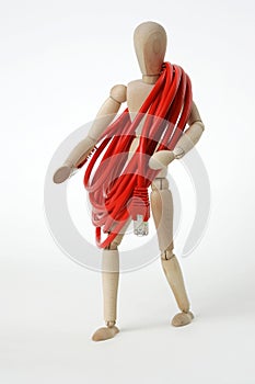 Jointed doll with computer network cable photo