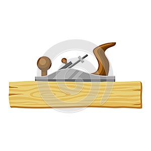 Jointer and wood plank. Illustration for forestry and lumber industry photo