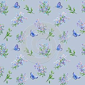 Jointless pattern Forget-me-not for Textile