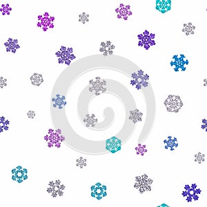 Jointless texture of different snowflakes on white background