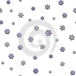 Jointless texture of different snowflakes on white background