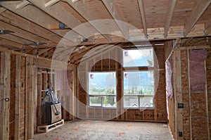 Joists and studs of house under construction