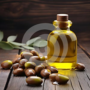 Jojoba oil with jojoba plant photo