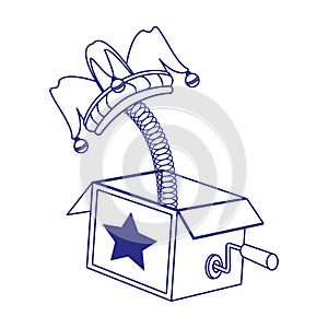 Joke box with jester hat icon