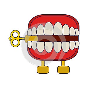 Joke teeth box cartoon isolated blue lines