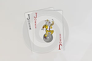 Joker cards on white background